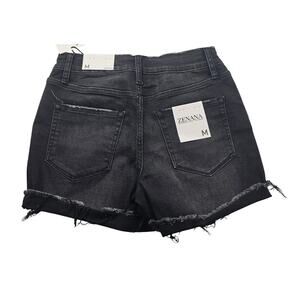 NWT Zenana black stretch grunge black cut off shorts sz M comfort summer emo